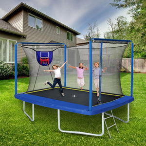 New YC 8ft by 12ft Rectangular Trampoline with Basketball Board and Ladder
