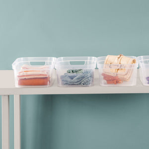 Sterilite 4.25x8x12.25 In Storage Bin w/ Carry Through Handles, Clear (16 Pack)
