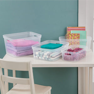 Sterilite 6.25x6.25x15 In Narrow Storage Bin w/ Carry Handles, Clear (16 Pack)