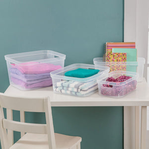 Sterilite 6.25x6.25x15 In Narrow Storage Bin w/ Carry Handles, Clear (24 Pack)