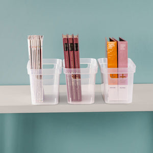 Sterilite 6.25x6.25x15 In Narrow Storage Bin w/ Carry Handles, Clear (24 Pack)
