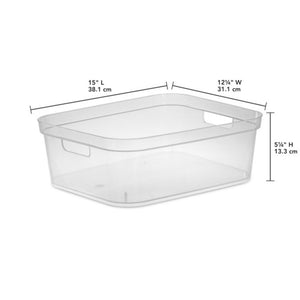 Sterilite 5.25 x 12 x 15 Inch Storage Bin w/ Carry Through Handles, Clear, 8 Ct