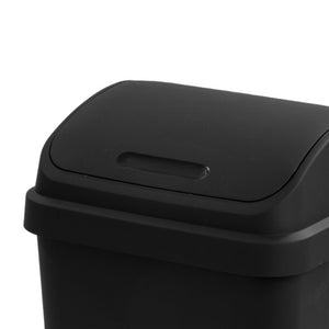 Sterilite 13 Gallon Swing Top Lidded Wastebasket Kitchen Trash Can, Black 4 Pack