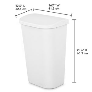 Sterilite 11.3 Gallon Lift Top Lid Wastebasket Kitchen Trash Can, White (6 Pack)