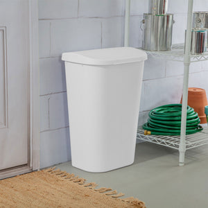 Sterilite 11.3 Gallon Lift Top Lid Wastebasket Kitchen Trash Can, White (6 Pack)
