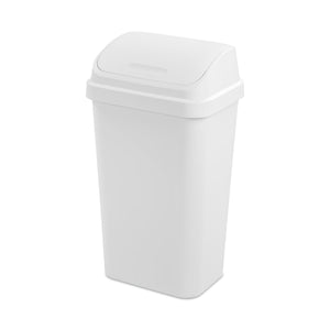 Sterilite 13 Gal Swing Top Lidded Wastebasket Kitchen Trash Can, White (4 Pack)