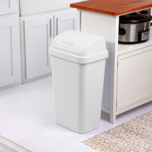 Sterilite 13 Gal Swing Top Lidded Wastebasket Kitchen Trash Can, White (16 Pack)