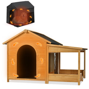 60.2' Large Outdoor Dog House with Insulated Liner for Winter Waterproof Dog Kennel
