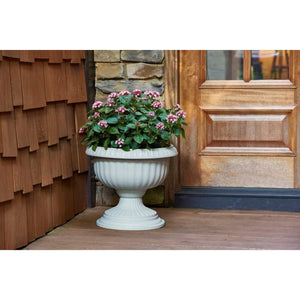 Southern Patio Dynamic Design Outdoor 18 In Resin Grecian Urn Planter Pot, White