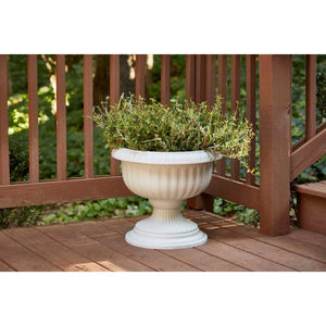 Southern Patio Dynamic Outdoor 18" Resin Grecian Urn Planter Pot, White (2 Pack)