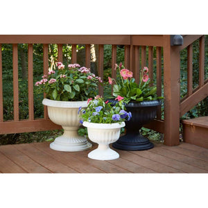 Southern Patio Dynamic Outdoor 18" Resin Grecian Urn Planter Pot, White (2 Pack)