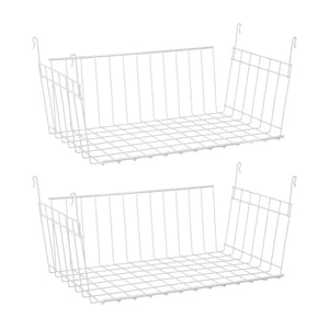 ClosetMaid 17 In Wide Hanging Basket for Wire Shelving Organizer, White (2 Pack)