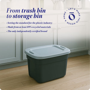 Homz 6610BKTS.10 10 Gallon Molded Plastic Storage Bin with Secure Lid (2 Pack)