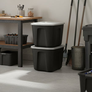 Homz 6610BKTS.10 10 Gallon Molded Plastic Storage Bin with Secure Lid (2 Pack)