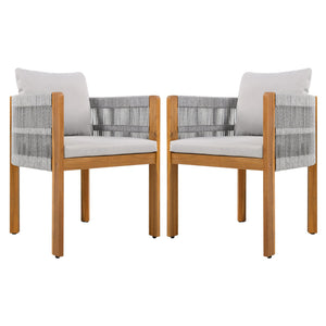 Outdoor Dining Chairs With Rope Handles (Set of 2)