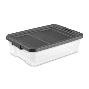 Sterilite 40 Quart Plastic Under Bed Storage Bin Tote & Latch Lid, 12 Pack, Gray