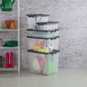 Sterilite 40 Quart Plastic Under Bed Storage Bin Tote & Latch Lid, 18 Pack, Gray