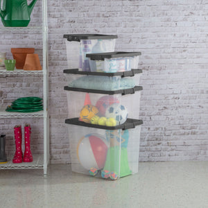 Sterilite 40 Quart Plastic Under Bed Storage Bin Tote & Latch Lid, 18 Pack, Gray