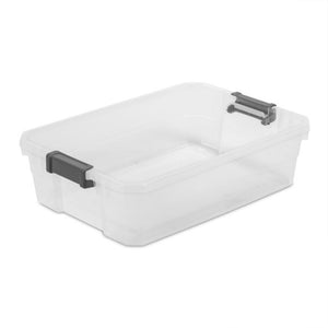 Sterilite 40 Quart Plastic Under Bed Storage Bin Tote & Latch Lid, 12 Pack, Gray
