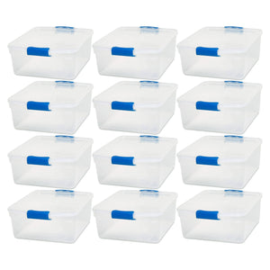 Homz 15.5 Quart Heavy Duty Clear Plastic Stackable Storage Containers, 12 Pack