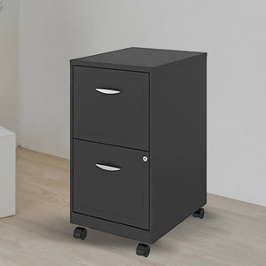 Space Solutions 18 Inch 2 Drawer Mobile Organizer Office Cabinet, Charcoal
