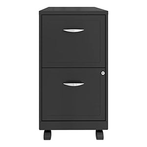 Space Solutions 18 Inch 2 Drawer Mobile Organizer Office Cabinet, Charcoal