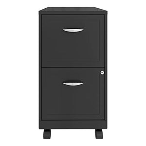 Space Solutions 18 Inch 2 Drawer Mobile Organizer Office Cabinet, Charcoal