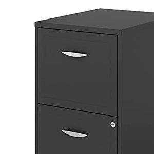 Space Solutions 18 Inch 2 Drawer Mobile Organizer Office Cabinet, Charcoal