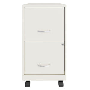 Space Solutions 18 Inch Wide 2 Drawer Mobile Cabinet for Office, Pearl White
