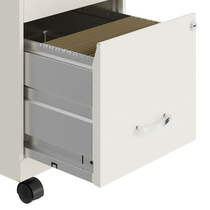 Space Solutions 18 Inch Wide 2 Drawer Mobile Cabinet for Office, Pearl White