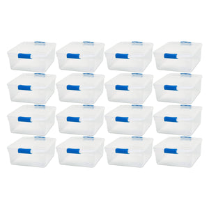 Homz 15.5 Quart Heavy Duty Clear Plastic Stackable Storage Containers, 16 Pack