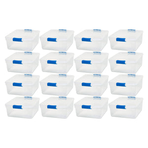Homz 15.5 Quart Heavy Duty Clear Plastic Stackable Storage Containers, 16 Pack