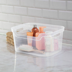 Sterilite 7 x 11 x 14.25 Inch Open Storage Bin w/ Carry Handles, Clear (12 Pack)