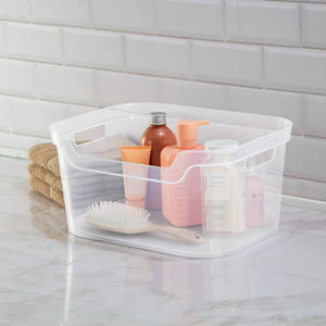 Sterilite 7 x 11 x 14.25 Inch Open Storage Bin w/ Carry Handles, Clear (18 Pack)