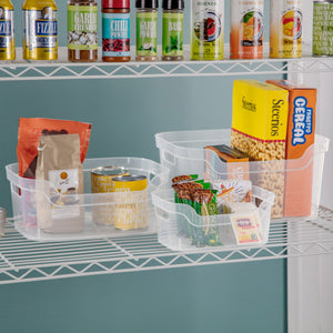 Sterilite 9.5 x 6.5 x 4 Inch Clear Open Storage Bin with Carry Handles (32 Pack) - TRAPSKI