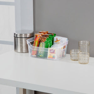 Sterilite 9.5 x 6.5 x 4 Inch Clear Open Storage Bin with Carry Handles (32 Pack) - TRAPSKI