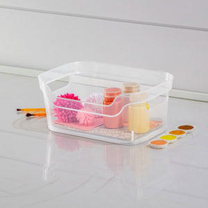 Sterilite 9.5 x 6.5 x 4 Inch Clear Open Storage Bin with Carry Handles (32 Pack) - TRAPSKI
