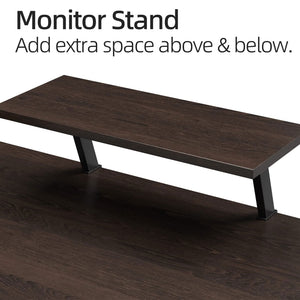 Somdot L Shaped Corner Gaming and Computer Desk with Monitor Stand, Black Walnut - TRAPSKI