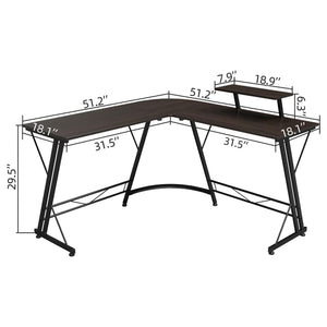 Somdot L Shaped Corner Gaming and Computer Desk with Monitor Stand, Black Walnut - TRAPSKI