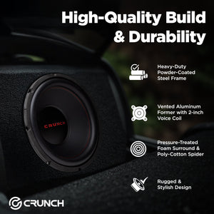 Crunch CRW12D4 12 Inch MAX 4 Ohm Dual Voice Coil Car Subwoofer Speakers (2 Pack) - TRAPSKI