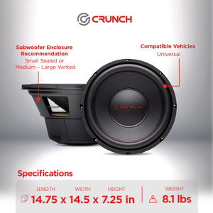Crunch CRW12D4 12 Inch MAX 4 Ohm Dual Voice Coil Car Subwoofer Speakers (2 Pack) - TRAPSKI