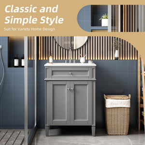 Bathroom Vanity With 2 Doors And Tip Out Drawer, Soft Closing Hinges