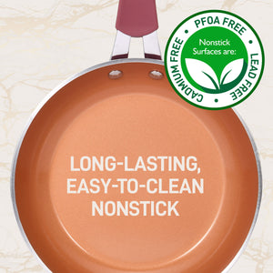 NutriChef 11 Piece Nonstick Elegant Diamond Pattern Kitchen Cookware Set, Pink