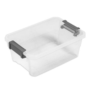Sterilite 16 Qt Clear Plastic Stacking Storage Container Box w/ Gray Lid, 2 Pack