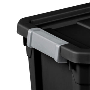 Sterilite 7.5 Gal Rugged Industrial Storage Totes w/ Latch Lids, Black (24 Pack)