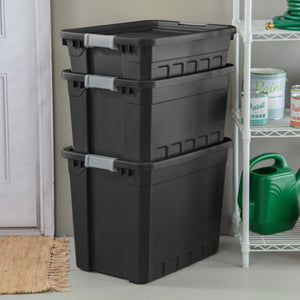 Sterilite 10 Gallon Industrial Stacker Storage Totes w/ Gray Clip Lids (18 Pack)