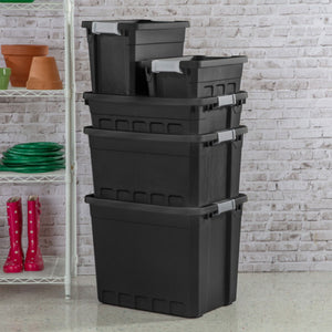 Sterilite 10 Gallon Industrial Stacker Storage Totes w/ Gray Clip Lids (24 Pack)