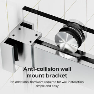 Frameless Double Sliding Shower Door In, Thick Tempered Glass, Reversible Installation