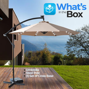 Serenelife 10 Foot Hanging Garden Lawn Deck Patio Umbrella with Push Button Tilt