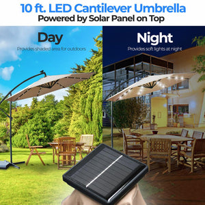Serenelife 10 Foot Hanging Garden Lawn Deck Patio Umbrella with Push Button Tilt
